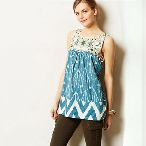 Anthropologie Floreat Cascata Embroidered Tunic